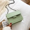 Chic mint green square crossbody bag with faux leather finish and gunmetal chain strap - Light Green With Chain