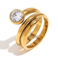 Anello a testa di serpente multistrato in acciaio inossidabile placcato oro 18K con zircone - US 6 / Oro