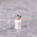 Miniature ancient style bottle ornament with dark feather decor, size 2.3cm by 1cm - Brush Holder