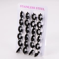Set de 20 pendientes punk de acero inoxidable negro con remaches de punta afilada - Negro