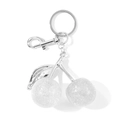 Fashion cherry keychain in transparent white with silver hardware and glitter fill - Transparent White Glitter With Silver Clasp (KC2410)