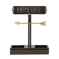 Two-tier T-bar jewelry display stand for bracelets and necklaces in black and gold - Black Arrow Fixed Jewelry Stand