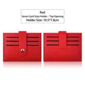 Red lychee pattern leather card holder with 7 slots and secure metal snap closure - 10.5*7.8cm / 7 Slots Buckle Style / Red