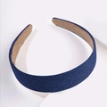 Classic dark blue denim headband for women with non-slip lining and retro vintage style - Blue