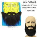 Black synthetic full beard and mustache set for Halloween parties, 21x18cm large size - One Size / Large Black Beard
