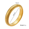Golden Tubogas stretch bracelet in stainless steel, 60mm diameter and 10mm width - 10mm Wide (60mm Diameter) / Gold