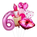 Kit de ballons rose numéro 6 avec rouge à lèvres et lèvres pour décoration de fête - Rouge à lèvres Numéro 6