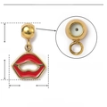 Detailed view of red lips pendant with size parameters and inner rubber stopper - Red Lips