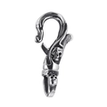 Gothic silver stainless steel lobster clasp with embossed skull and flame patterns - Small Style (KY1277-KJX)