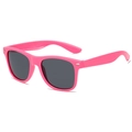 Neon pink retro sunglasses with dark gray lenses and silver rivet detailing - Peach Red Frame Grey Lens