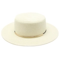 Vista dettagliata del cappello di paglia bianco crema con sottile anello in metallo dorato - M (56-58cm) / crema