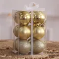 12-piece set of 6cm golden Christmas ball ornaments in matte, shiny, and glitter finishes - Gold