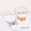 Pulseras ajustables de alambre de acero oro y plata con colgantes LOVE y figuras - Oro-Estilo A Pulsera Terminada Extendida (KLJ7112-Z)