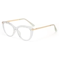 Occhiali cat eye con montatura ondulata trasparente e stanghette dorate - Bianco Trasparente Asta Dorata - Anti Luce Blu