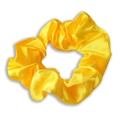 Bright yellow satin scrunchie with smooth silk texture and soft ruffled design - Bright Yellow