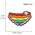 Rainbow enamel triangle pin with pink wavy edges and floral details for bags - Rainbow Panties with Flower Decoration Style (A00486)