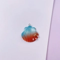 Blue and orange gradient shell pendant with golden star and pearls for DIY jewelry - Small Shell / Blue Orange Gradient