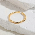 Minimalist gold wave ring with zircon stones in an open adjustable design for women - Twisted Open Ring / Gold