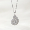 Silver nautilus shell pendant necklace in stainless steel with a fine link chain - Silver Shell (NAB04-2)