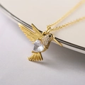 Collana colibrì placcata in oro 18K con zircone a forma di cuore e cristalli luminosi - Oro Colibrì Con Cuore Bianco