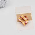 Checkerboard hair claw clip in red, yellow, and white plaid resin finish - Red Yellow White Checkered