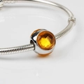 Perla di cristallo giallo sfaccettato su un bracciale a catena a serpente in argento - Giallo/07