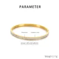 Detailed dimensions of 18k gold plated stainless steel oval bangle with rhinestones - Gold (KB205169-GC)