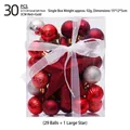 30-piece Christmas ornament set with red and gold decorative balls and star topper - 3CM (30 Pieces Set) / Rose Gold Red