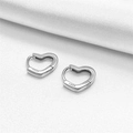 Minimalistische S925 sterling zilveren hart oorbellen met gepolijste metalen finish - Volledig 925 Sterling Zilver / Witgoud