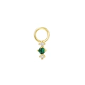 Elegant gold pendant with a central green gemstone and two white zircons in a vertical setting - A3207-Green Geometric Pendant / 925 Silver