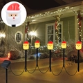 Estacas solares de jardín de Papá Noel con cinco unidades de luz LED blanca cálida - Papá Noel con Gorro Solar (5 en 1 Blanco Cálido)