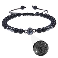 Black frosted stone bead bracelet with 100 languages I Love You projection stone detail - Frosted Stone & Black Magnetic Stone (Projection Bracelet)