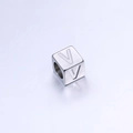 7mm stainless steel cube spacer bead with letter V engraving for DIY jewelry making - Letter V