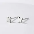 Minimalist stainless steel 4mm X-shaped stud earrings in a polished silver finish - X Shape (YE14814) / 4mm / Silver