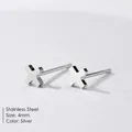 Minimalist stainless steel 4mm X-shaped stud earrings in a polished silver finish - X Shape (YE14814) / 4mm / Silver