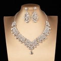 Set parure nuziale scintillante con collana e orecchini su busto dorato - X002 Argento (Collana + Orecchini) / Set da 2 pezzi
