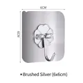 Self-adhesive hook with brushed silver flower design and 6x6cm transparent base - Brushed Silver / Silver Small Hook