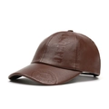 Dunkelbraune Baseballkappe aus PU-Leder mit Vintage-Prägung und weichem Innenfutter - Verstellbar / Khaki