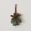 Campanella di Natale con pigne, fiocco a quadri rossi e decorazione di aghi di pino verdi - Pendaglio a Campana Abete Nordmann - Verde