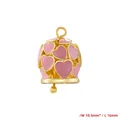 Colgante de campana de corazón en esmalte rosa y oro para joyería DIY de 16mm - Pequeño (10.5mm x 16mm) / Rosa