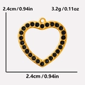 Goldener Herzanhänger mit schwarzem Kristall, Größe 2,4cm x 2,4cm und Gewicht 3,2g - Gold Mit Schwarzem Strass (S2050-G-B)