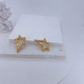 Detail of 14K gold plated star-shaped charms with cubic zirconia for DIY jewelry - Gold Five-pointed Star