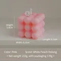 Pink cube bubble scented candle in white peach oolong scent for home decor gift - Pink (White Peach Oolong)