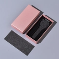 Pink rectangular watch gift box with black EVA foam insert and textured finish lid - Pink Linen Texture / 14.5x7x3cm