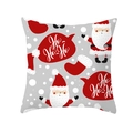 Detailed view of grey Christmas pillowcase with Santa Claus and Ho Ho Ho text print - 18x18 Inch / Gray Cartoon Santa Style (DRD314-12)