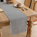Nordic cotton linen table runner with classic black and white checkered pattern fabric - Black White Grid