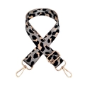 Detail of adjustable leopard print wide shoulder strap with gold metal lobster clasps - Silver Clasp / Light Grey Khaki