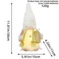 Leuchtender Weihnachtszwerg mit goldener Schneeflockenmütze, 30 cm Größenangaben - Weiß (Mit Licht/Schneeflockenhut/Geschenk)