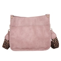 Pink faux leather envelope tote with leopard print strap and gold stud accents - Pink