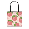 Foldable canvas shopping bag featuring pink watercolor peach prints and black straps - Watercolor Pink Peach Print